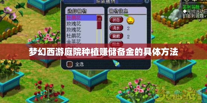 梦幻西游庭院种植赚储备金的具体方法 梦幻西游庭院种植赚储备金的具体方法