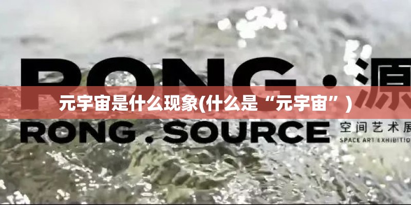 元宇宙是什么现象(什么是“元宇宙”)