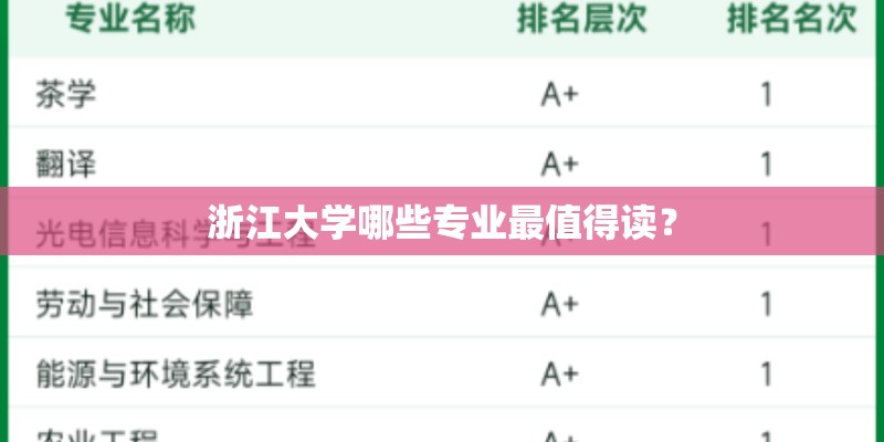 浙江大学哪些专业最值得读？