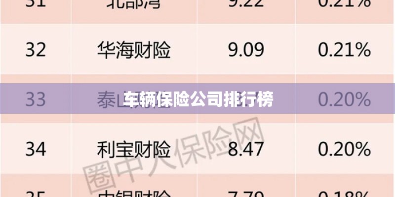 车辆保险公司排行榜 车辆保险公司排行榜