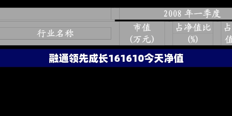 融通领先成长161610今天净值 融通领先成长161610今天净值