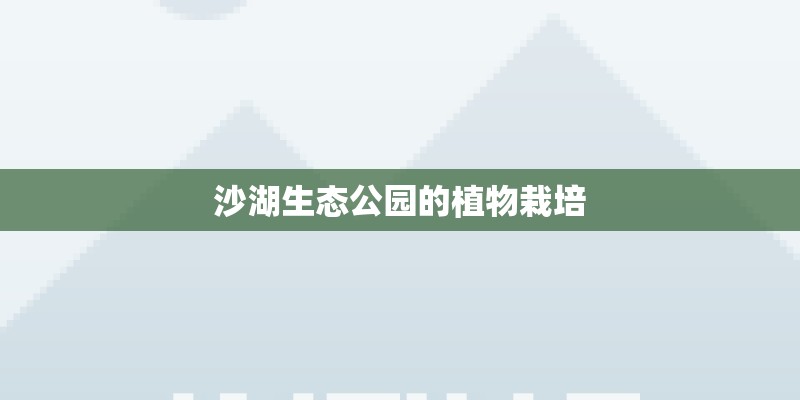 沙湖生态公园的植物栽培