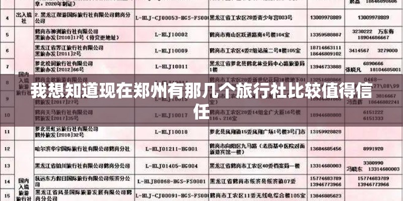 我想知道现在郑州有那几个旅行社比较值得信任 我想知道现在郑州有那几个旅行社比较值得信任